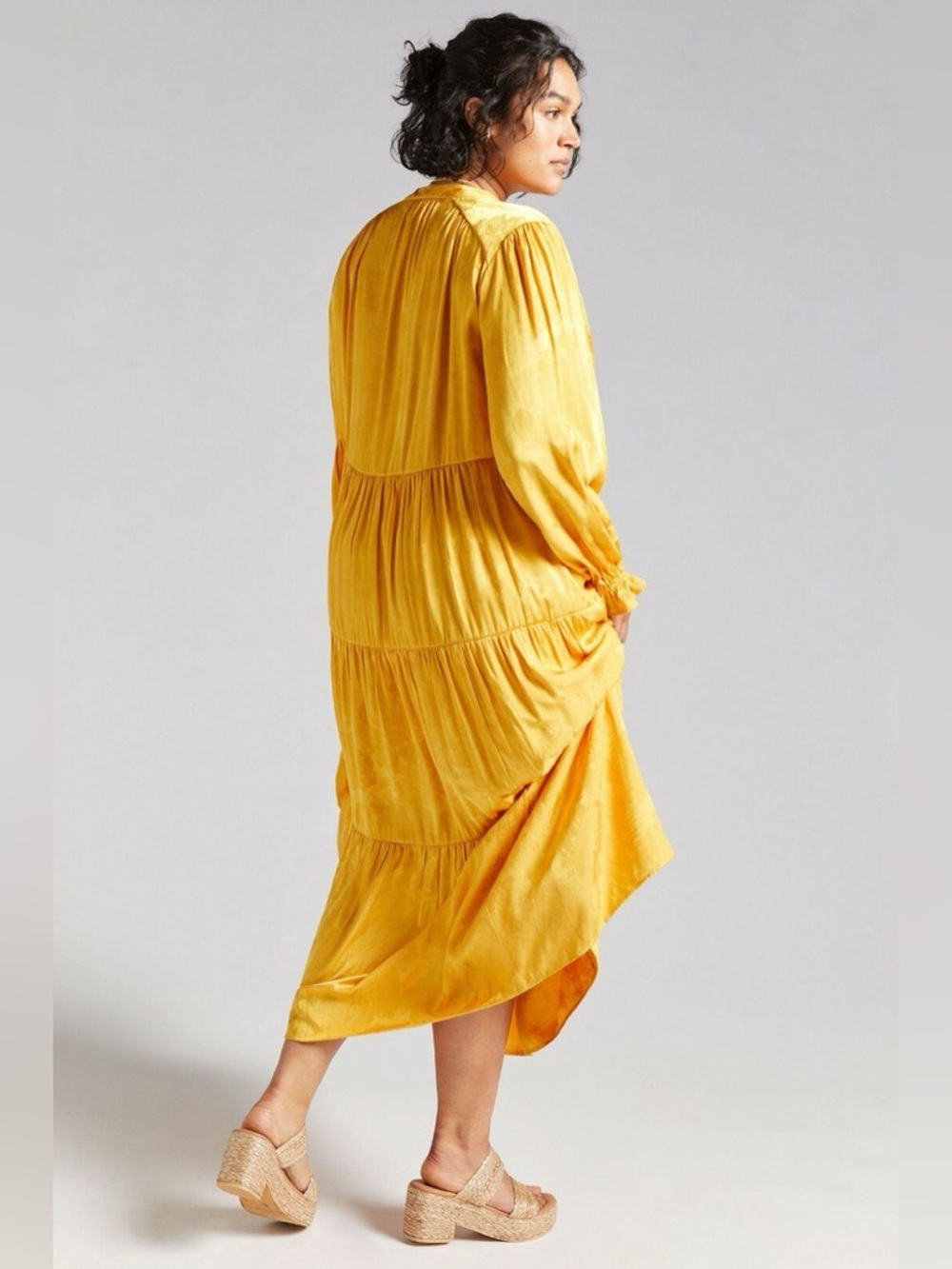 ANTHROPOLOGIE Maeve Tiered Yellow/Gold Maxi Dress  size 3X plus, - Picture 2 of 14